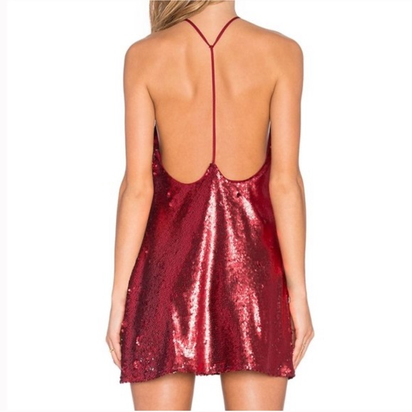 NBD Yours Truly Red Sequin Mini Dress Cocktail Semi-Formal Size Large - Picture 3 of 16
